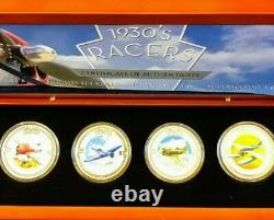 2006 Cook Islands 1930's Racers Colorized (4 X 1oz) Silver Coin Set Box & COA