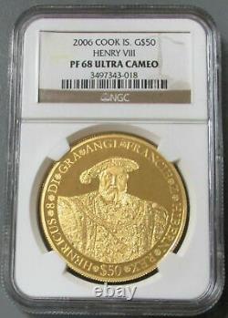 2006 Gold Cook Islands 250 Minted $50 Henry VIII Coin Ngc Proof 68 Uc