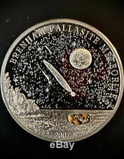 2007 Cook Islands $5 Brenham Meteorite Silver Coin Kansas Pallasite