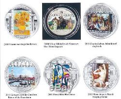 2008-2013 Cook Islands $20 Masterpieces of Art 3oz Colored Silver Collection