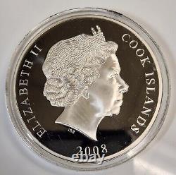 2008 5 oz Silver Cook Islands Tales of the Caribbean Black Pearl Silver Coin $50