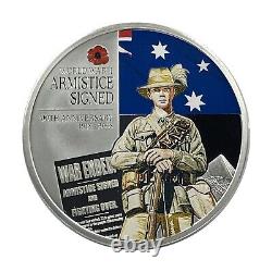 2008 Cook Islands $1 1oz silver Proof Coloured coin Armistice Rare Low Mint