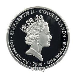 2008 Cook Islands $1 1oz silver Proof Coloured coin Armistice Rare Low Mint