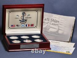2008 Cook Islands 6 x 28.2 Gram Silver TALL SHIPS Proof Set 99.9% with Box & C