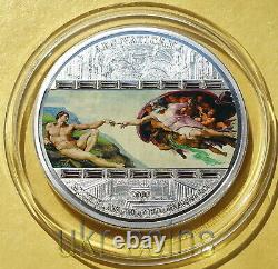 2008 Cook Islands Masterpieces of Art Creation Adam Michelangelo 3Oz Silver Coin