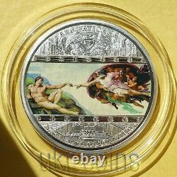 2008 Cook Islands Masterpieces of Art Creation Adam Michelangelo 3Oz Silver Coin