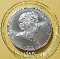 2008 Cook Islands Masterpieces of Art Creation Adam Michelangelo 3Oz Silver Coin