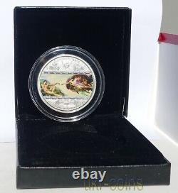 2008 Cook Islands Masterpieces of Art Creation Adam Michelangelo 3Oz Silver Coin