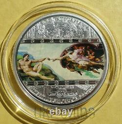 2008 Cook Islands Masterpieces of Art Creation Adam Michelangelo 3Oz Silver Coin