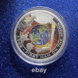 2009 Cook Island $1 First Man On The Moon Silver Proof Coin 99.9 Percent Pure