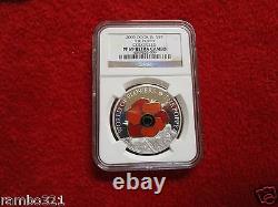 2009 Cook Island Is Poppy Flower In Cloisonne. 999 Silver & Gold Coin NGC PF 69