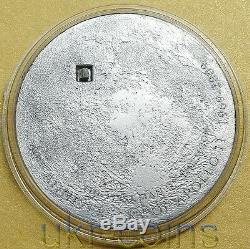 2009 Cook Islands $5 Moon Silver Coin Lunar Meteorite NWA 4881 Antique-finish