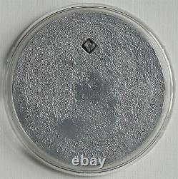 2009 Cook Islands $5 Silver Moon Coin with piece of NWA 4881 Lunar Meteorite