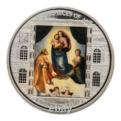 2009 Cook Islands Masterpieces of Art Raphael Sistine Madonna 3 Oz Silver Coin