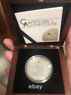 2009 Cook Islands Moon meteorite silver coin coa