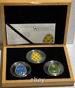 2010 Cook Islands 5$ IMPERIAL EGGS Cloisonne Faberge Proof Silver set of 3 Coin