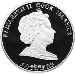 2010 Cook Islands Cat Love $5 Silver Color Coin Want to be with You Romantic