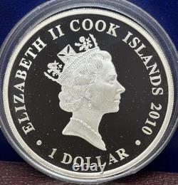 2010 Cook Islands Silver TRAFALGAR Famous Naval Battle Tall Ship HMS Victory $1