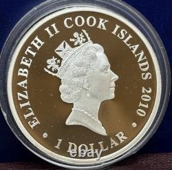 2010 Cook Islands Silver TRAFALGAR Famous Naval Battle Tall Ship HMS Victory $1