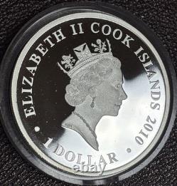 2010 Cook Islands Silver TRAFALGAR Famous Naval Battle Tall Ship HMS Victory $1