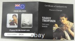 2010 Cook Islands Vasily Tropinin 25g. 999 Silver Proof Coin in OGP with COA