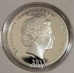 2011 1 oz Silver Cook Islands $5 Proof. 999 Fine Coin