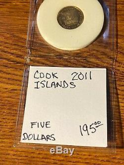 2011 Cook Islands 5 Dollars Gold 1/10th Ounce. 24 Pure Gold