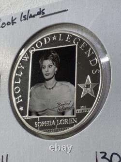 2011 Cook Islands $5 Hollywood Legends Sophia Loren Silver Proof Coin