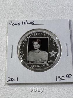 2011 Cook Islands $5 Hollywood Legends Sophia Loren Silver Proof Coin