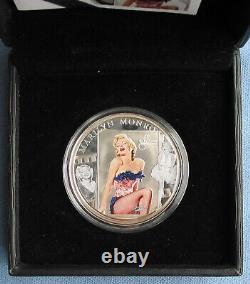 2011 Cook Islands $5 Marilyn Monroe 85th Ann. 25g. 925 Silver Coin with diamond