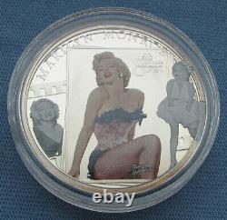 2011 Cook Islands $5 Marilyn Monroe 85th Ann. 25g. 925 Silver Coin with diamond