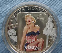 2011 Cook Islands $5 Marilyn Monroe 85th Ann. 25g. 925 Silver Coin with diamond