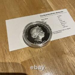 2011 Cook Islands $5 The Mounionalusta Meteorite silver coin with real meteorite