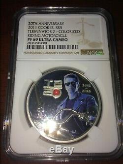 2011 Cook Islands Silver $5 Terminator 2 PF69-70 UC NGC 3-Coin Set POP=3