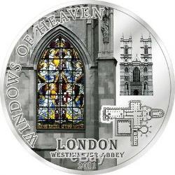 2011 Cook Islands WINDOWS OF HEAVEN Westminster Abbey London Silver Coin