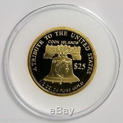 2011 Statue of LIberty $25 Gold Coin from Cook Islands 1/2 Oz. 24 Gold