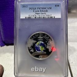 2012 $10 Cook Islands Nano Earth PCGS NGC PR70 Silver Coin with Nano Chip Bullion