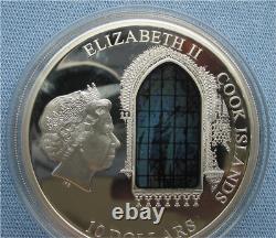 2012 Cook Is. $10 Windows of Heaven Krakow Church of St. Francis 50g. 925 Silver