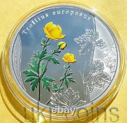 2012 Cook Island Globe Flower $5 Silver Color Coin Redbook WWF Wildlife Flora