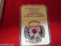 2012 Cook Island Isl Silver Cherry Blossom NGC PF69 PROOF Cloisonne w 24kt gold