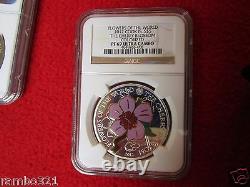 2012 Cook Island Isl Silver Cherry Blossom NGC PF69 PROOF Cloisonne w 24kt gold