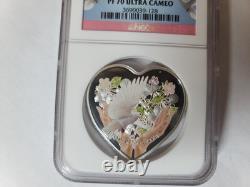 2012 Cook Islands $1 Enduring Love Silver Proof Heart Shaped Coin NGC PF70 UCAM