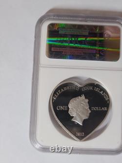 2012 Cook Islands $1 Enduring Love Silver Proof Heart Shaped Coin NGC PF70 UCAM