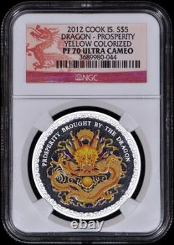 2012 Cook Islands $5 Colorized Dragon Prosperity NGC PF70 UltraCameo 1 Oz Silver