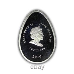 2012 Cook Islands $5 Imperial Eggs in Cloissoné Egg in Blue 20g. 999 Silver Coin