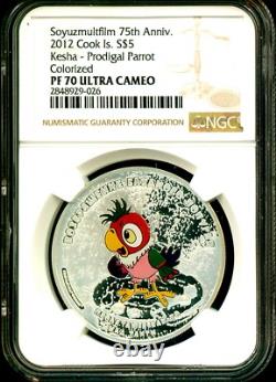2012 Cook Islands S$5 Soyuzmultfilm Prodigal Parrot Kesha NGC PF70 UC COA OGP
