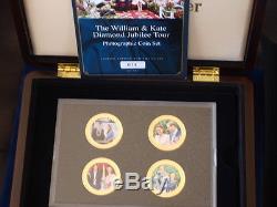 2012 Cook Islands The William & Kate Diamond Jubilee Tour Proof 4 X $1 Coin Set