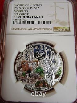 2013 $10 Cook Islands Silver Hunting Mouflon coin moose NGC PF69 icg anacs pcgs