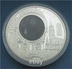 2013 Cook Is. $10 Windows of Heaven Lourdes Basilica Stained Glass 50g Silver