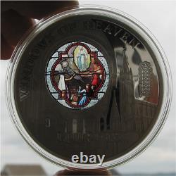 2013 Cook Is. $10 Windows of Heaven Lourdes Basilica Stained Glass 50g Silver